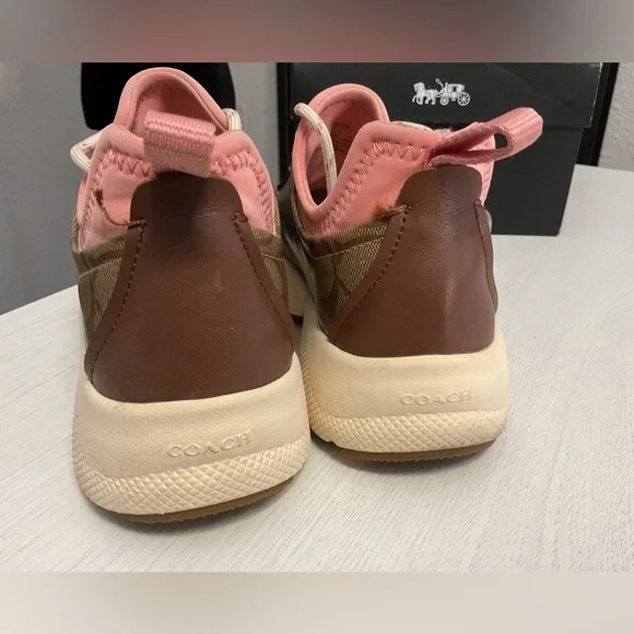 Coach Women's Tan and Pink Sneakers - Picture 7 of 9